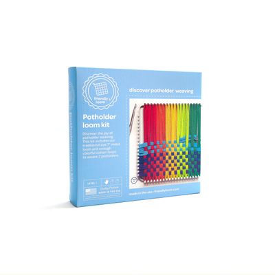 Friendly Loom 7 Traditional Potholder Weaving Kit | Sturdy Metal Loom and Quality Cotton Weaving Loops in Rainbow Colors | Complete Kit to Weave 2 Functional Potholders | Made in the USA