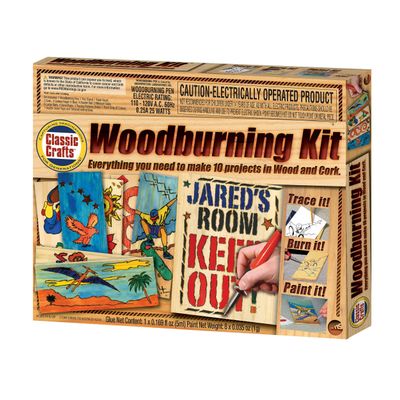 NSI Wood Burning Kit for Beginners Complete 10-Project Set with Pen, Stand, Wood, Leather, Cork, Paint & Tools, Safe U.L. Listed 25W Burner, Creative Crafting for Ages 14+