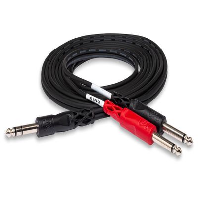 Hosa STP-202 Insert Cable, 1/4 Inch TRS to Dual 1/4 Inch TS, 6.5 Feet