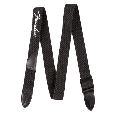 Fender Logo Guitar Strap, Guitar Accessories, 2in, Black with White Logo