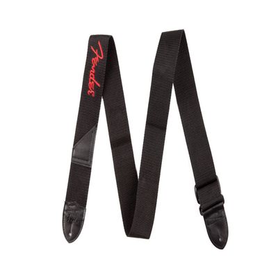 Fender Logo Guitar Strap, Guitar Accessories, 2in, Black with Red Logo