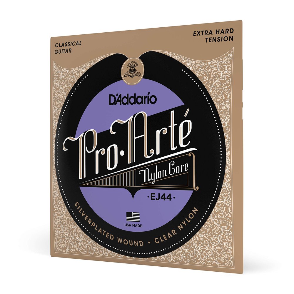 D'Addario Pro Art Nylon Classical Guitar Strings, EJ44, Extra Hard Tension, 6-String Set, Pack of 1