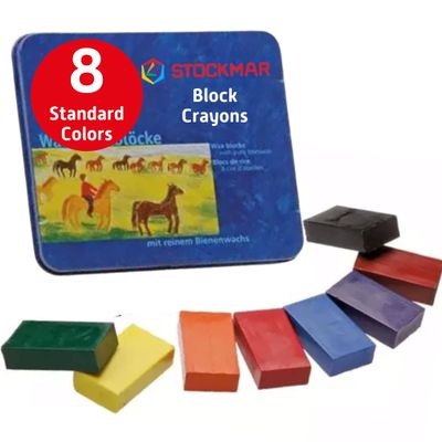 STOCKMAR Wax Blocks in Tin, 8 Standard Assorted Colors
