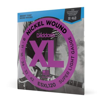 D'Addario Guitar Strings - XL Nickel Electric Guitar Strings - ESXL120 - Perfect Intonation, Consistent Feel, Reliable Durability - For 6 String Guitars - 09-42 Super Light Double Ball End