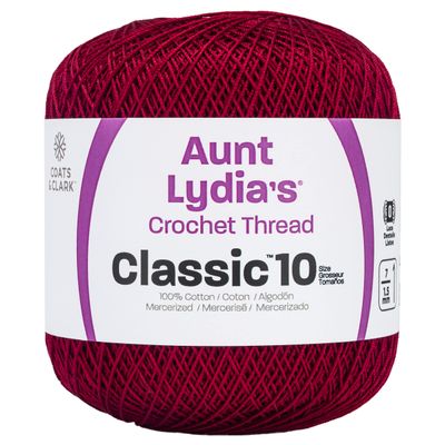 Coats Crochet Aunt Lydia's Crochet, Cotton Classic Size 10, Burgundy (154-492)