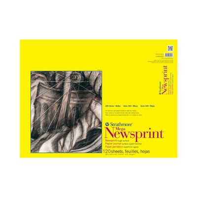 Strathmore 300 Series Newsprint Paper Pad, Tape Bound, 24x36 inches, 50 Sheets (32lb/52g) - Art Paper for Adults and Students - Practice Sketching with Charcoal, Graphite and Pencil