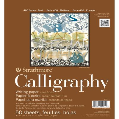 Strathmore STR- 50 Sheet Tape Bound Calligraphy Pad, 8.5 by 11", White