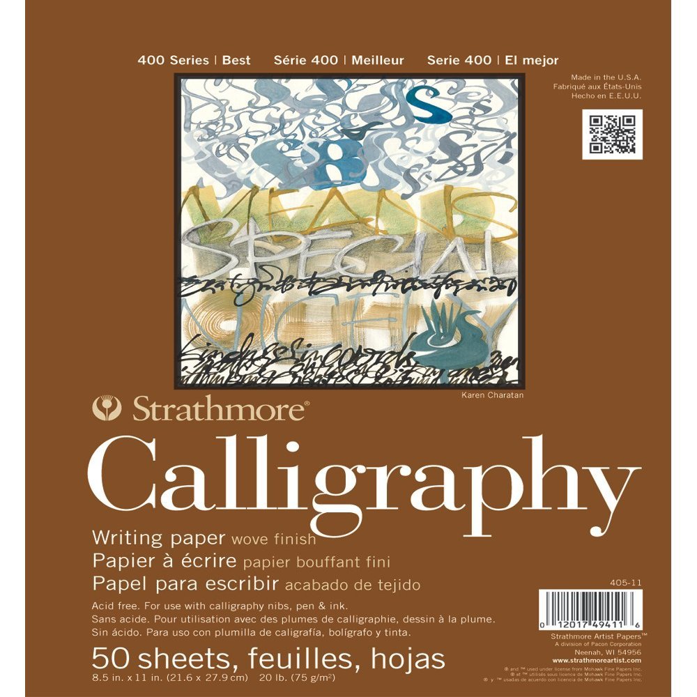 Strathmore STR- 50 Sheet Tape Bound Calligraphy Pad, 8.5 by 11", White