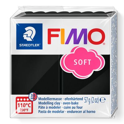 Staedtler FIMO Soft Polymer Clay - -Oven Bake Clay for Jewelry, Sculpting, Crafting, Black 8020-9