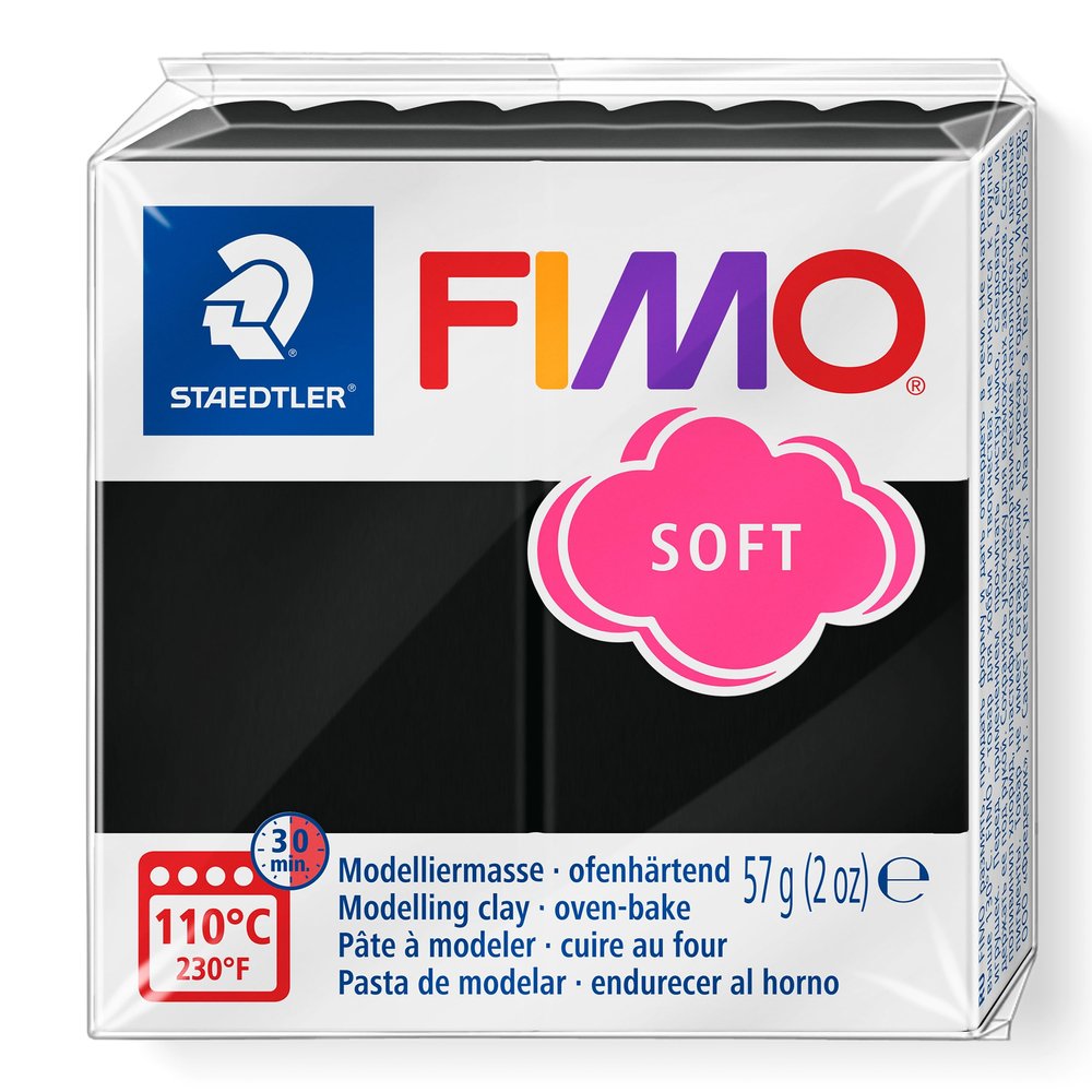 Staedtler FIMO Soft Polymer Clay - -Oven Bake Clay for Jewelry, Sculpting, Crafting, Black 8020-9