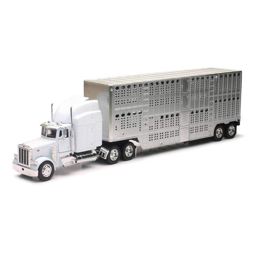New-Ray 1:32 Peterbilt 379 Pot Bell Live Stock,White