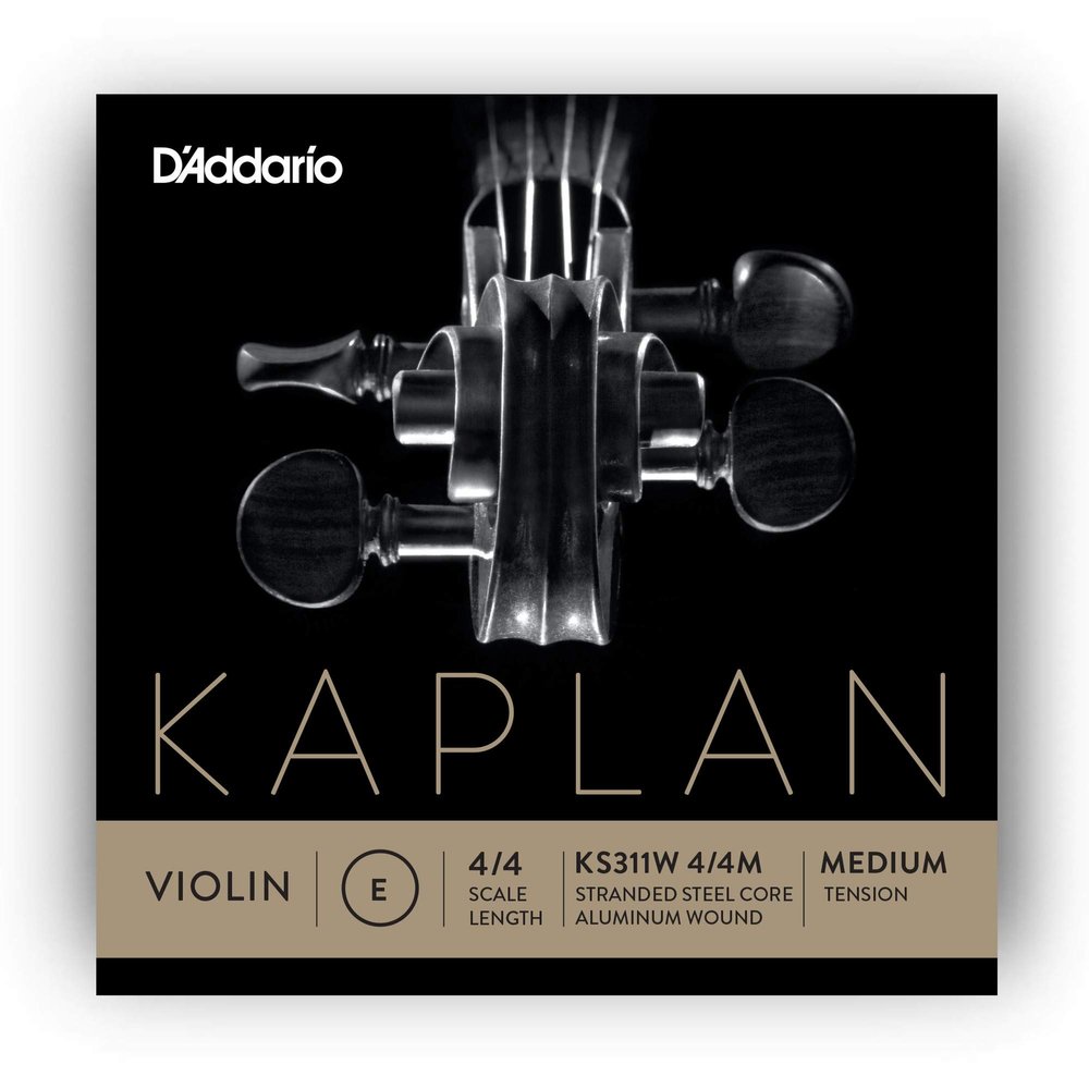 D'Addario Kaplan Violin String - KS311W 4/4M Non-Whistling Aluminum Wound Single E String, 4/4 Scale, Medium Tension