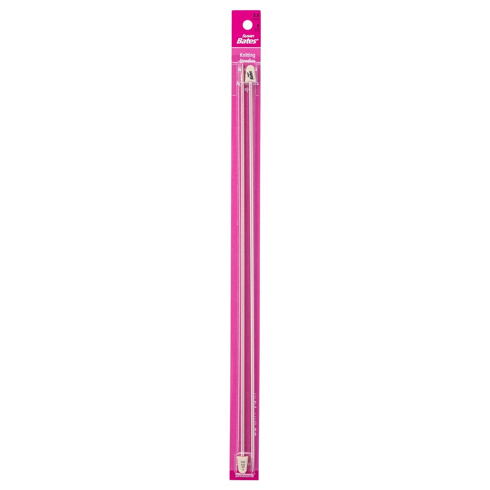 Susan Bates 11114-4 14-Inch Silvalume Single Point Knitting Needle, 3.5mm, Salmon