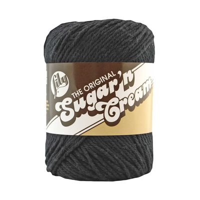 Lily 10200100002 Sugar 'N Cream The Original Solid Yarn, 2.5oz, Medium 4 Gauge, 100% Cotton - Black - Machine Wash & Dry