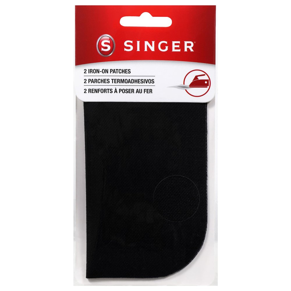 SINGER 00065 Iron-On Patches for Clothing Repair, 5-inch by 5-inch, 2-Count, Black