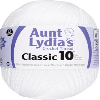 Aunt Lydia's Classic Crochet Thread Size 10 Jumbo - White