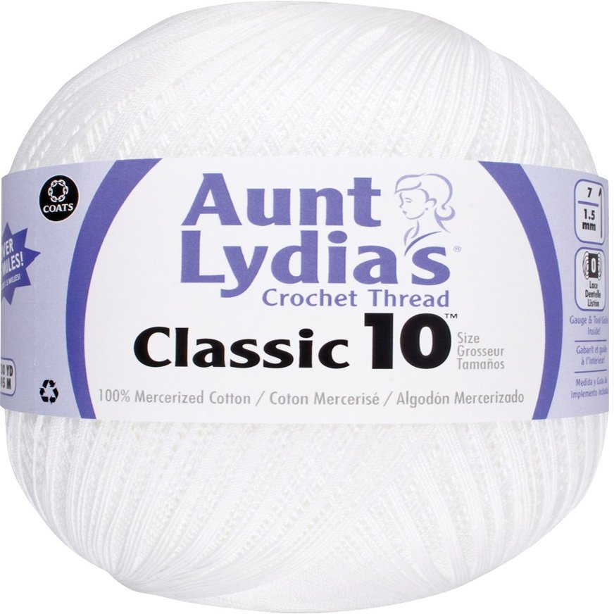 Aunt Lydia's Classic Crochet Thread Size 10 Jumbo - White