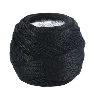DMC 116 8-310 Pearl Cotton Thread Balls, Black, Size 8