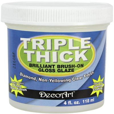 DecoArt TG01-10 Triple Thick Gloss Glaze, 4-Ounce Triple Thick Gloss Glaze (Jar), White