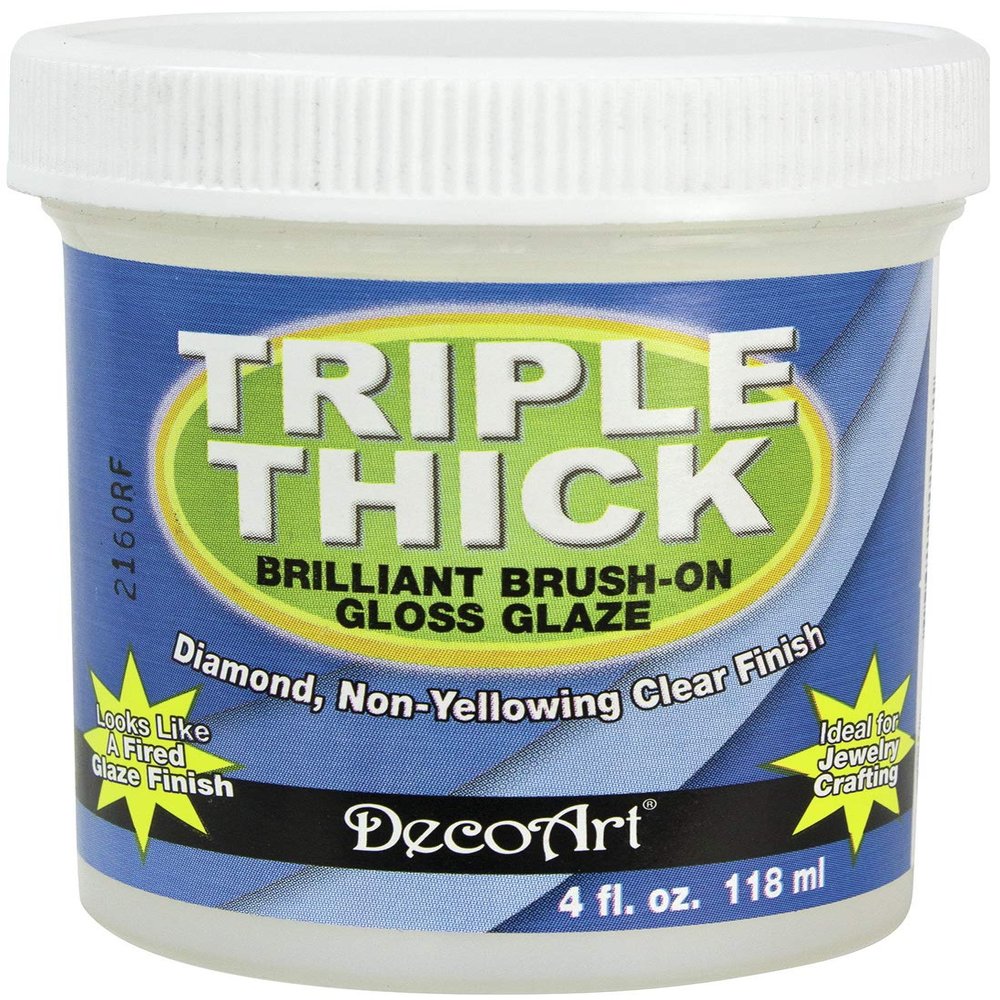 DecoArt TG01-10 Triple Thick Gloss Glaze, 4-Ounce Triple Thick Gloss Glaze (Jar), White