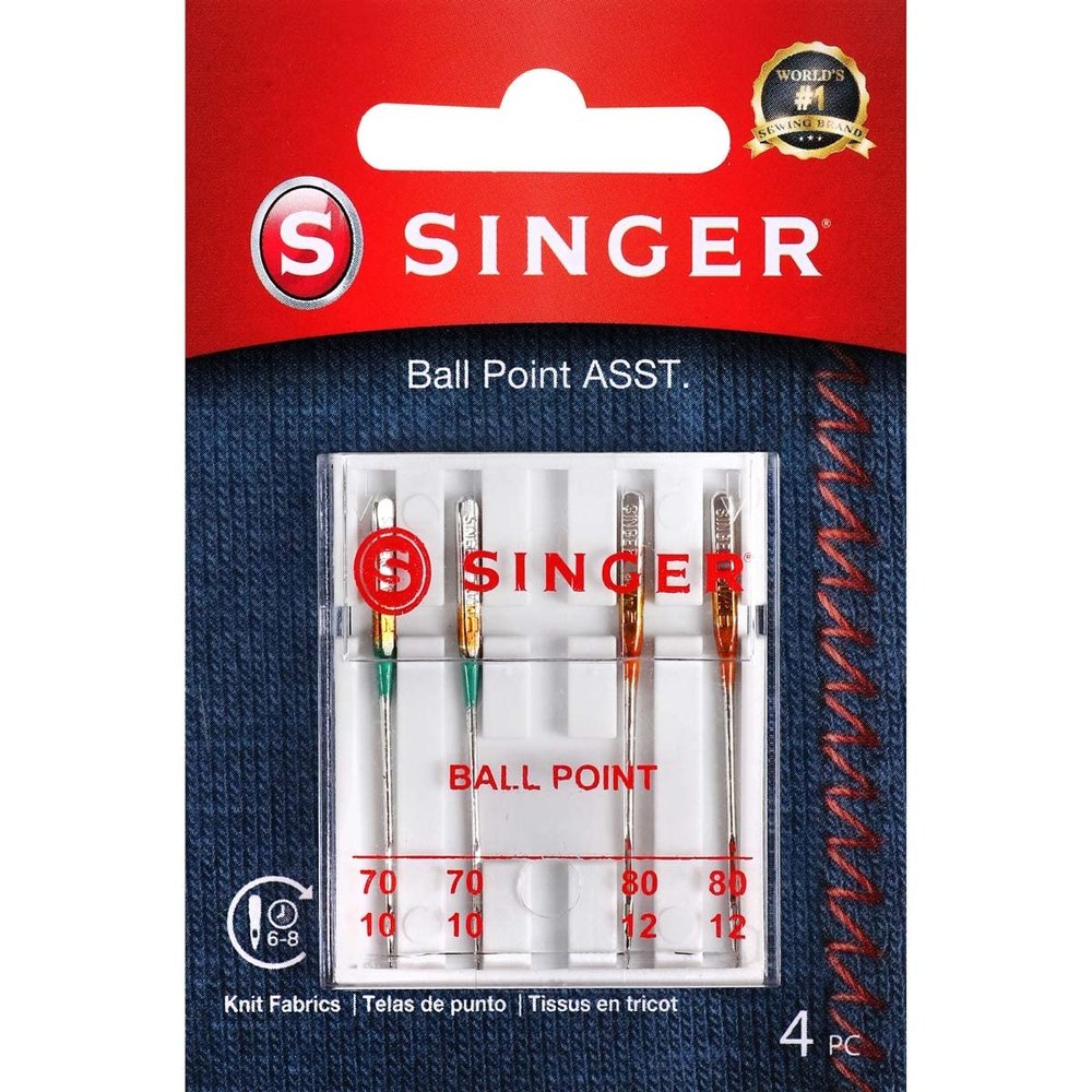 SINGER 4847 Universal Ball Point Machine Needles, Size 70/10, 80/12, 4-Count