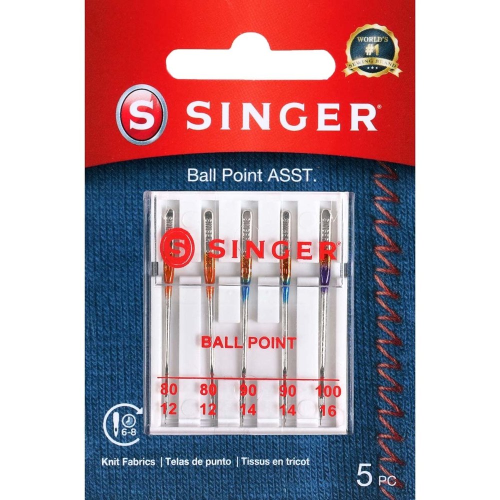 SINGER 4863 Universal Ball Point Machine Needles, Sizes 80/12, 90/14, 100/16, 5-Count