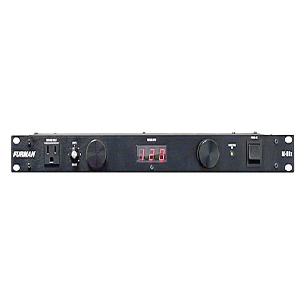 Furman M-8Dx Merit Series Power Conditioning, 15 Amp, 9 Outlets with Wall Wart Spacing, Pullout Lights, Digital Voltmeter