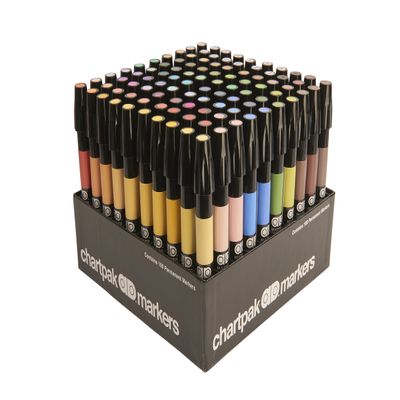 AD Marker The Original Chartpak, Tri-Nib, 100 Assorted Colors in Slot Caddy, 1 Each (AD100)