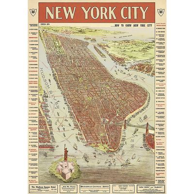 Cavallini & Co. New York City Map Poster, Archival Paper, Matte 20" x 28"