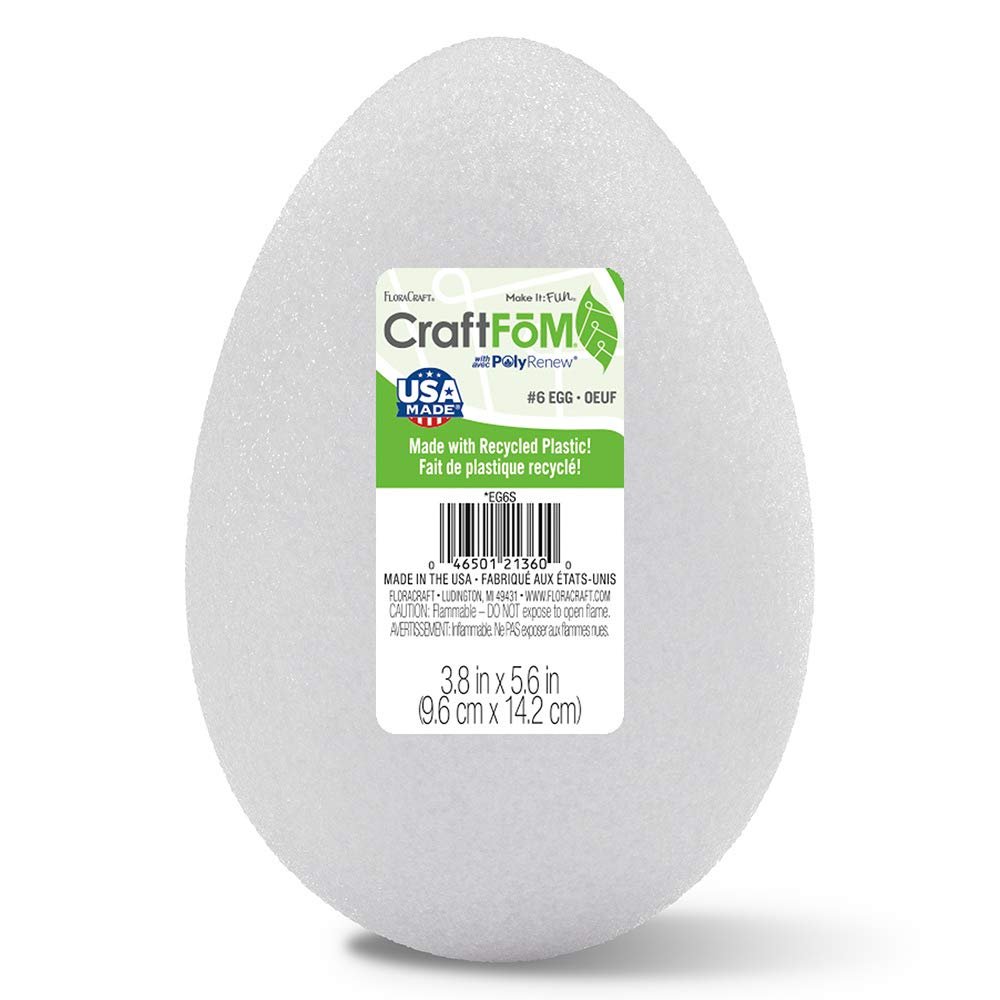 FloraCraft CraftFM Egg 3.8 Inch x 5.6 Inch White
