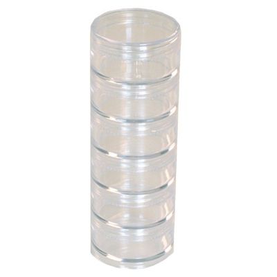 Paylak Storage Stackable Clear Containers 6 for Beads Crafts Findings Small Items 2" Round
