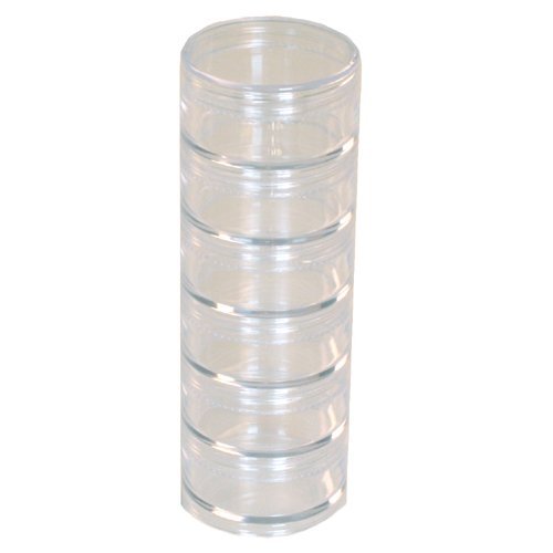 Paylak Storage Stackable Clear Containers 6 for Beads Crafts Findings Small Items 2" Round