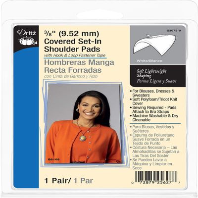 Dritz 3/8" Covered Set-in Shoulder Pads 2/Pkg, White