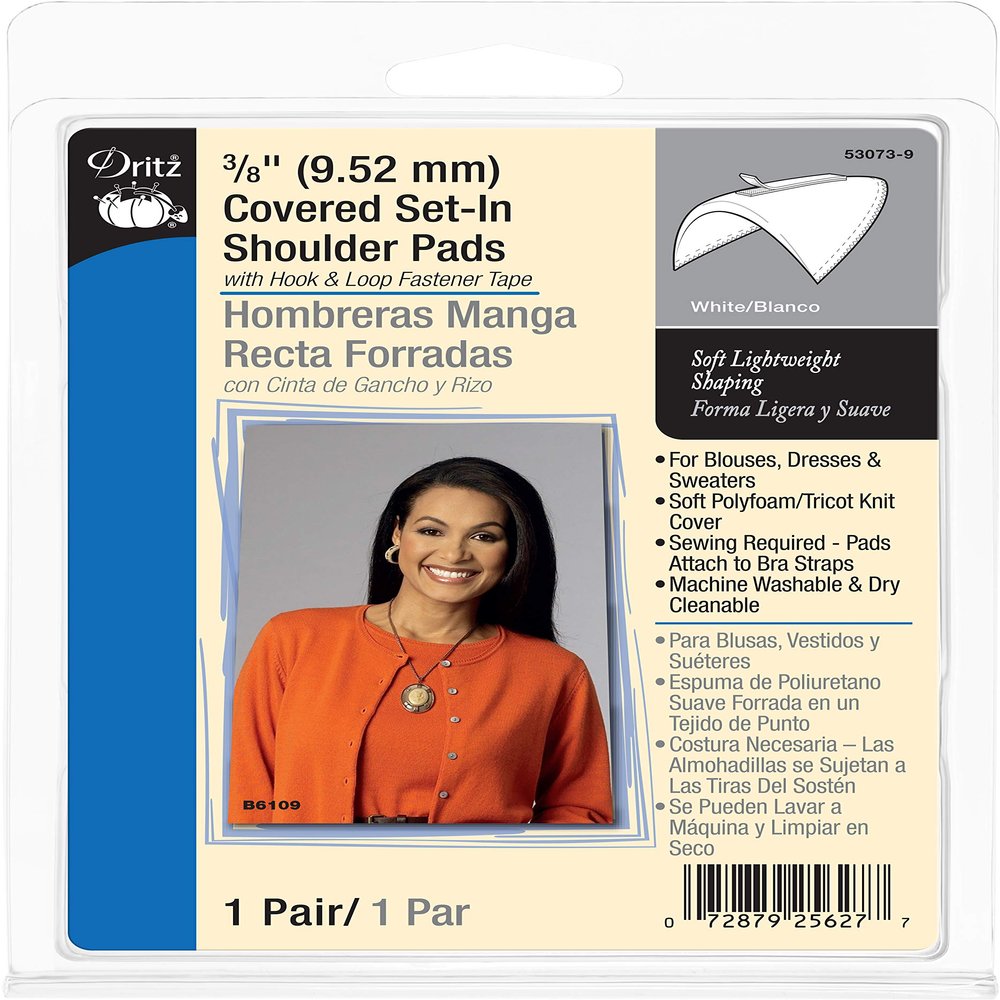 Dritz 3/8" Covered Set-in Shoulder Pads 2/Pkg, White