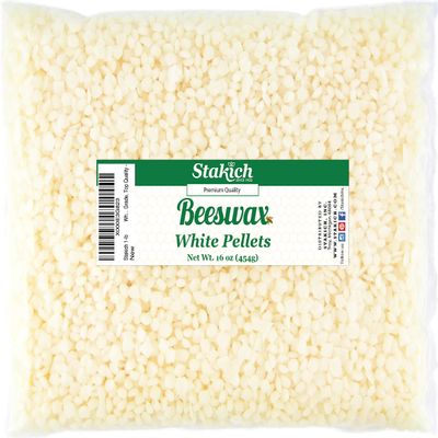 Stakich Pure White Beeswax Pellets, All Natural, Cosmetic Grade, Premium Quality (1 Pound)