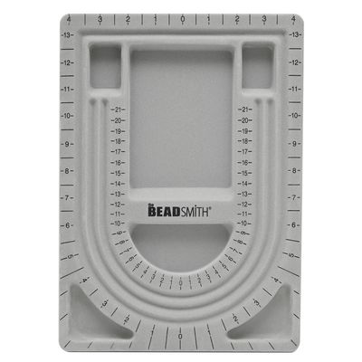The Beadsmith Bead Board, Grey Flocked, 3 U-Shaped Channels, 6 Recessed Compartments, 9.5 x 13 inches, Design Boards for Creating Bracelets, Necklaces and Other Jewelry