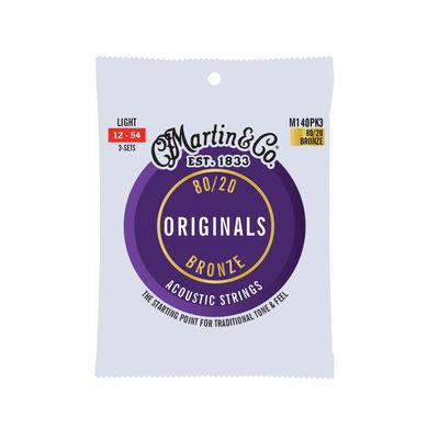 Martin Guitar Original Acoustic M170, 80/20 Bronze, Extra Light-Gauge Guitar Strings