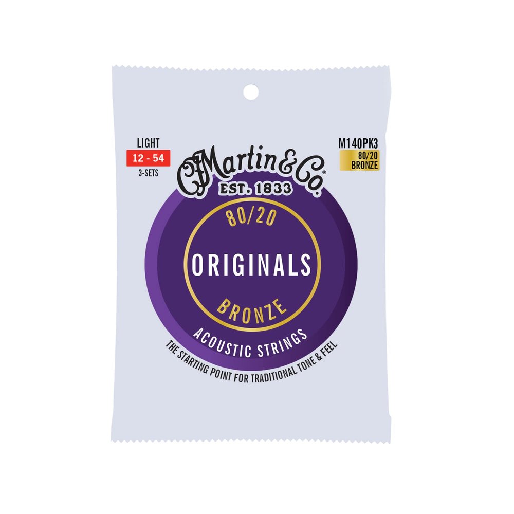 Martin Guitar Original Acoustic M170, 80/20 Bronze, Extra Light-Gauge Guitar Strings