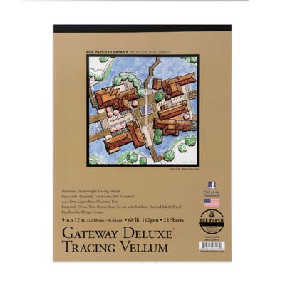 Bee Paper - 9"x 12" Gateway Deluxe Tracing Vellum Paper Pad, 25 Sheets