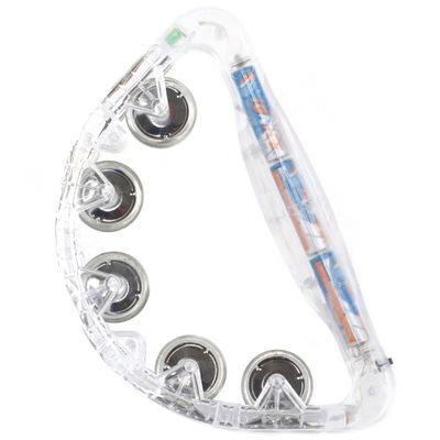 Half Moon Light Up Musical Tambourine With Multicolor Flashing LED Lights and 5 Metal Jingles, Parties, Raves, Concerts, Performance, Weddings, Birthdays, Premium Large
