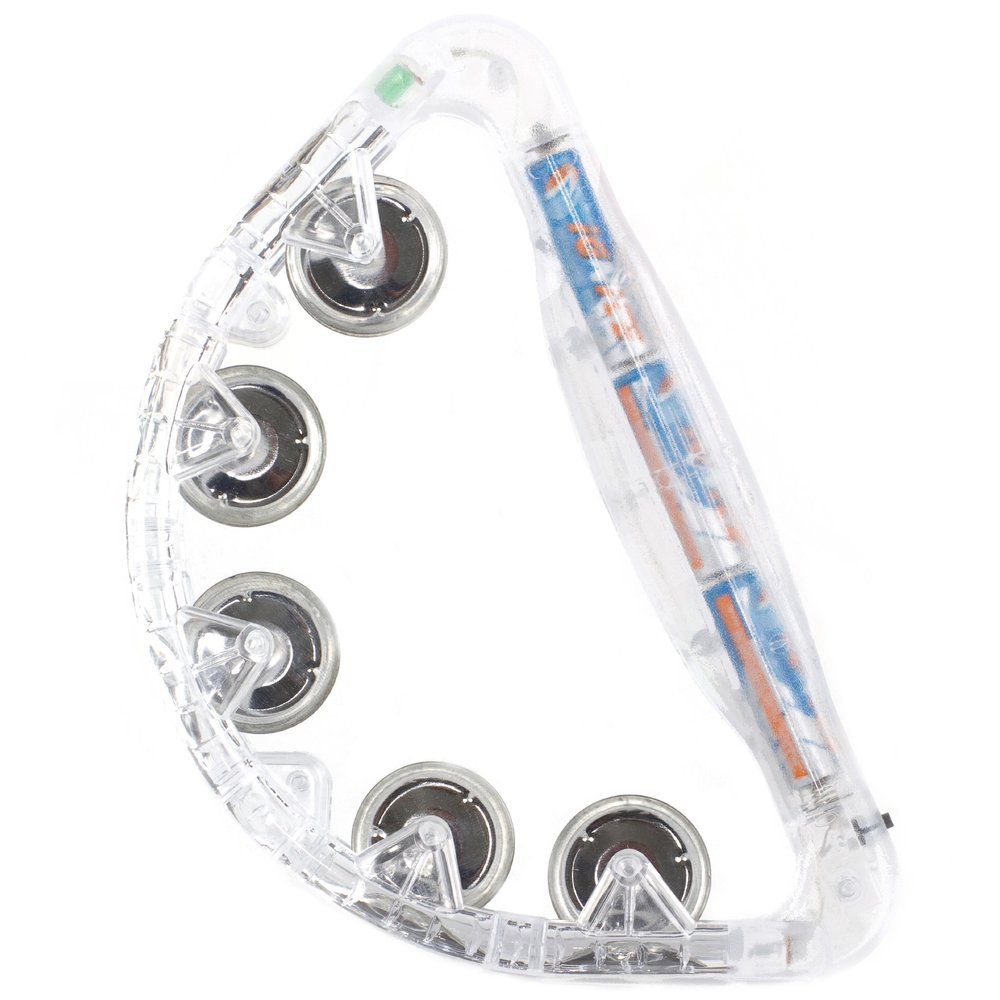 Half Moon Light Up Musical Tambourine With Multicolor Flashing LED Lights and 5 Metal Jingles, Parties, Raves, Concerts, Performance, Weddings, Birthdays, Premium Large