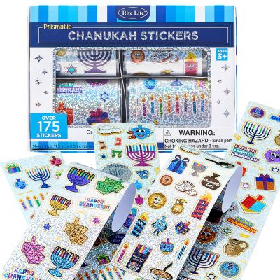 Rite Lite Hanukkah Sticker Box 175+ Festive Stickers! Dreidels, Menorahs, Stars, Chanukah Icons Jewish Holiday Party Favors Arts & Crafts Goodie Bag Rewards Fun Judaica Decorations Hostess Gifts