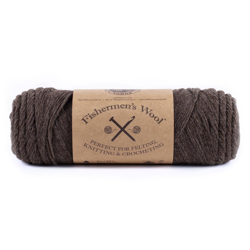Lion Brand Yarn Medium-Weight Fishermens Wool Yarn for Knitting, Crocheting, and Crafts, Nature's Brown, 1 Pack