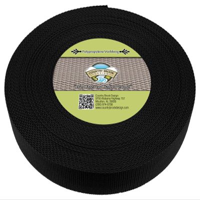 Country Brook Design - 2 Inch Black Polypropylene (Polypro) Webbing (25 Yards)