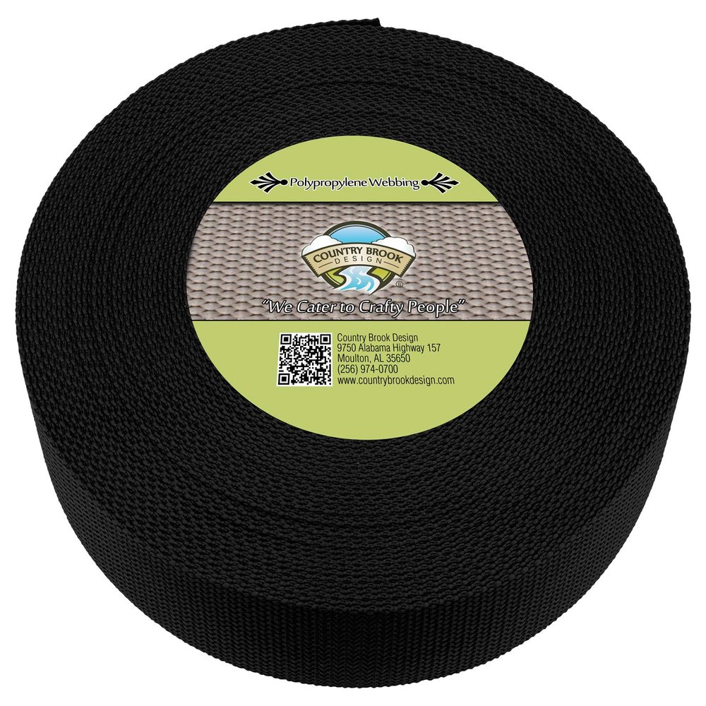 Country Brook Design - 2 Inch Black Polypropylene (Polypro) Webbing (25 Yards)