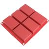 Freshware SP-100RD 6-Cavity Rectangle Premium Silicone Soap Bar and Resin Mold, Red view 1