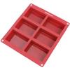 Freshware SP-100RD 6-Cavity Rectangle Premium Silicone Soap Bar and Resin Mold, Red view 2