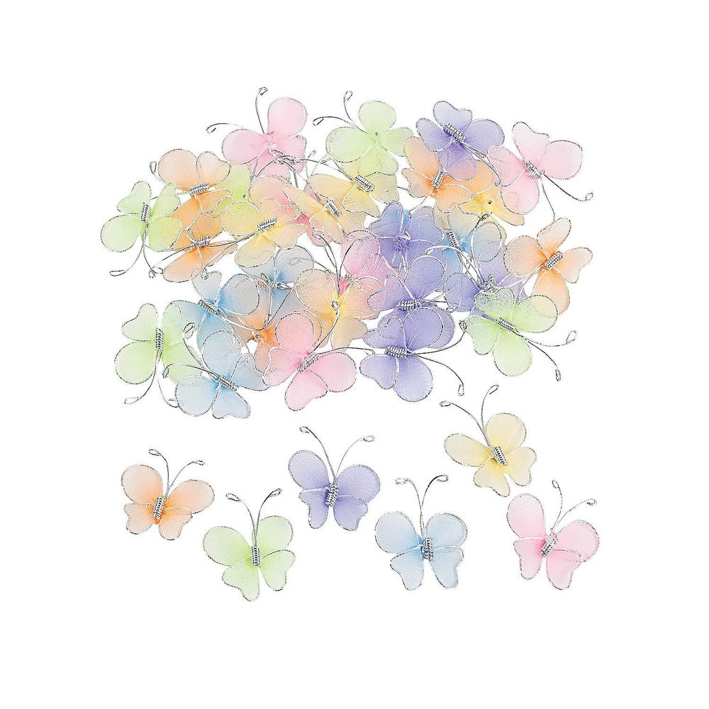 Nylon Butterflies (Bulk Set of 36) Crafts and Scrap Booking Supplies