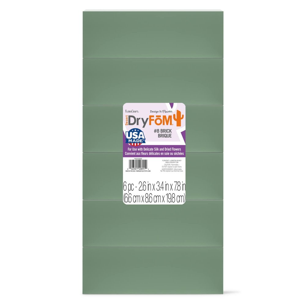 FloraCraft Floral Desert DryFM 6 Piece Brick 2.6 Inch x 3.4 Inch x 7.8 Inch Green