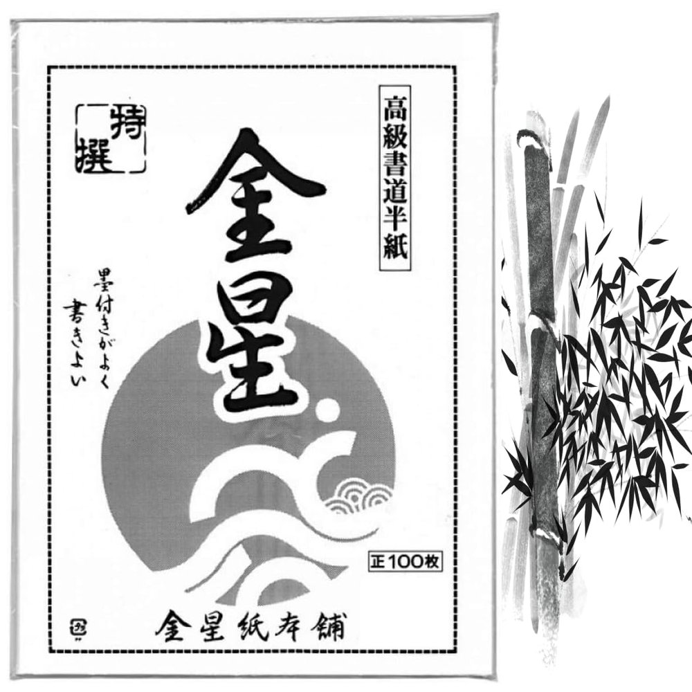 JapanBargain, Calligraphy Rice Paper 100 Sheets, Japanese Chinese Brush Painting and Sumi Ink Practice Paper, Premium Shodo Paper for Ink Wash and Stamping Art, 11"x13", Made in Japan